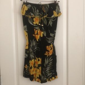 Island Print One Piece Romper with Pockets